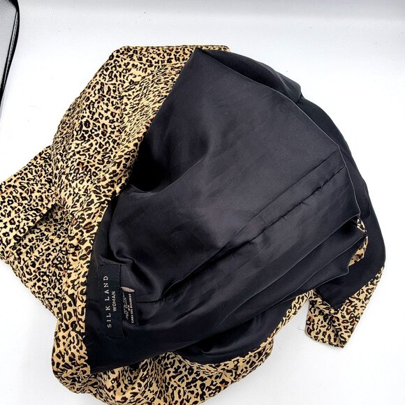 Leopard Print Silk Women's Blazer By Silk Land Loose Fit Size 2X - Picture 8 of 12